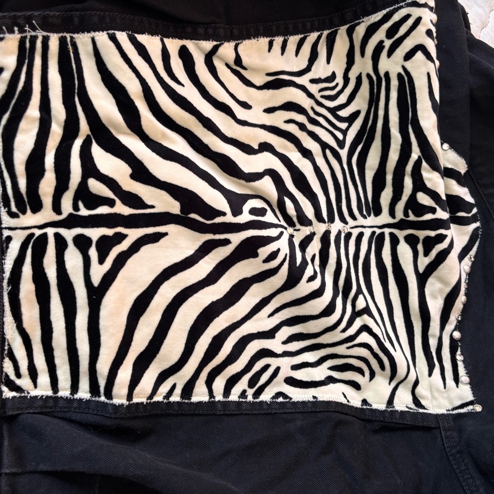 Jordache Black Denim Jacket with Zebra Trim - Picture 7 of 7